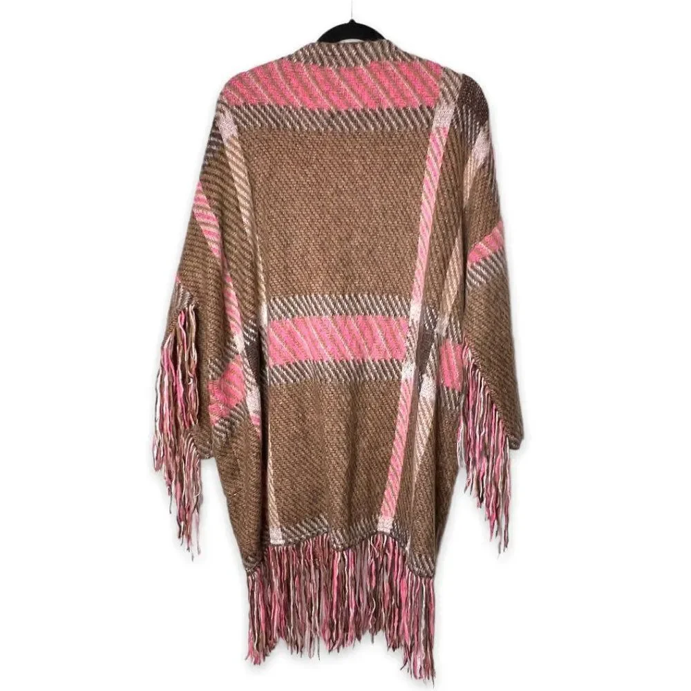 Ottod'Ame Fringe Plaid Cardigan Sweater Size S